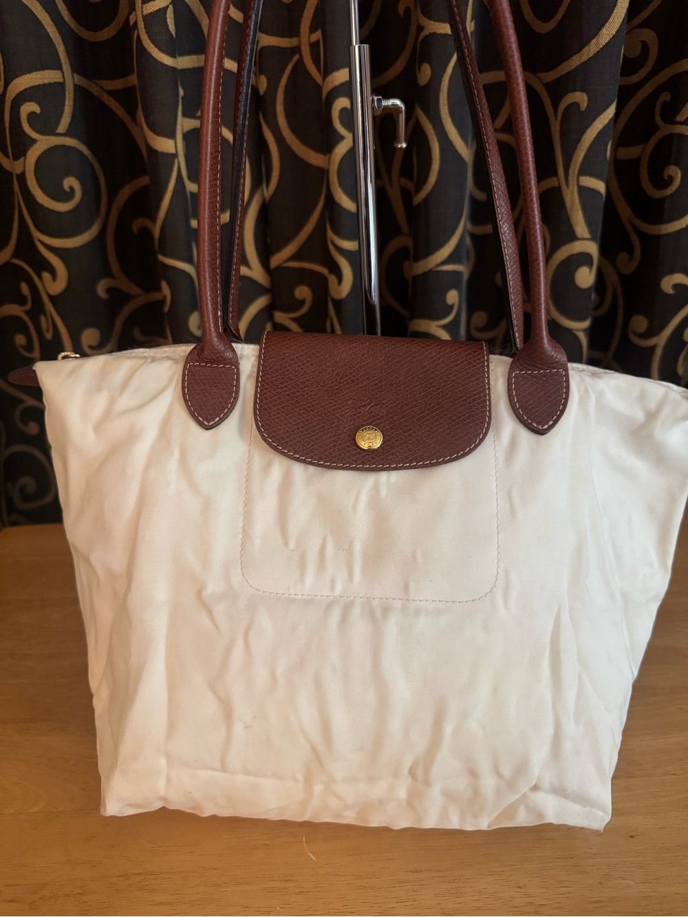 Longchamp Le Pliage Large Shoulder Tote Bag Paper White Cream